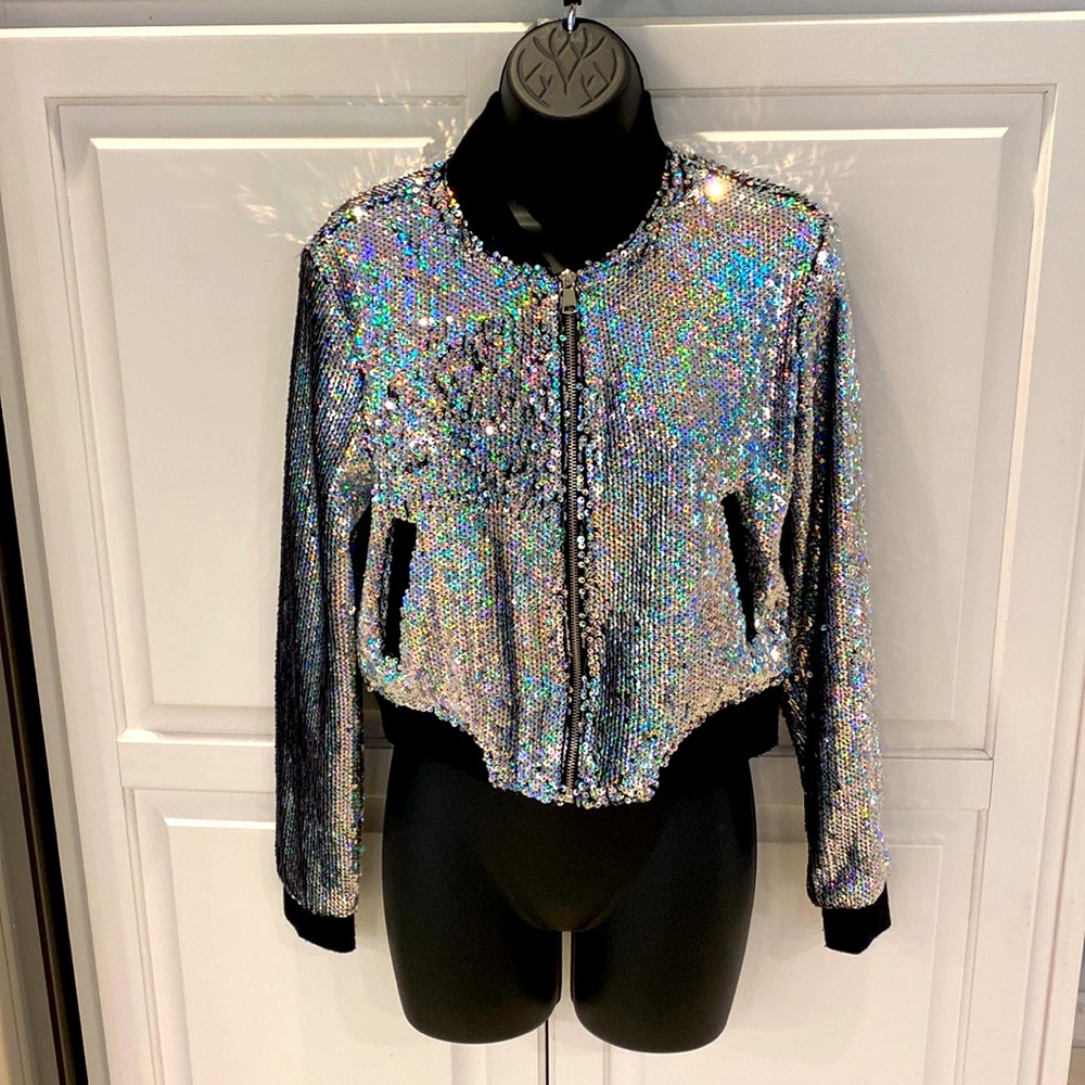 Forever 21 Silver sequined Bomber Jacket